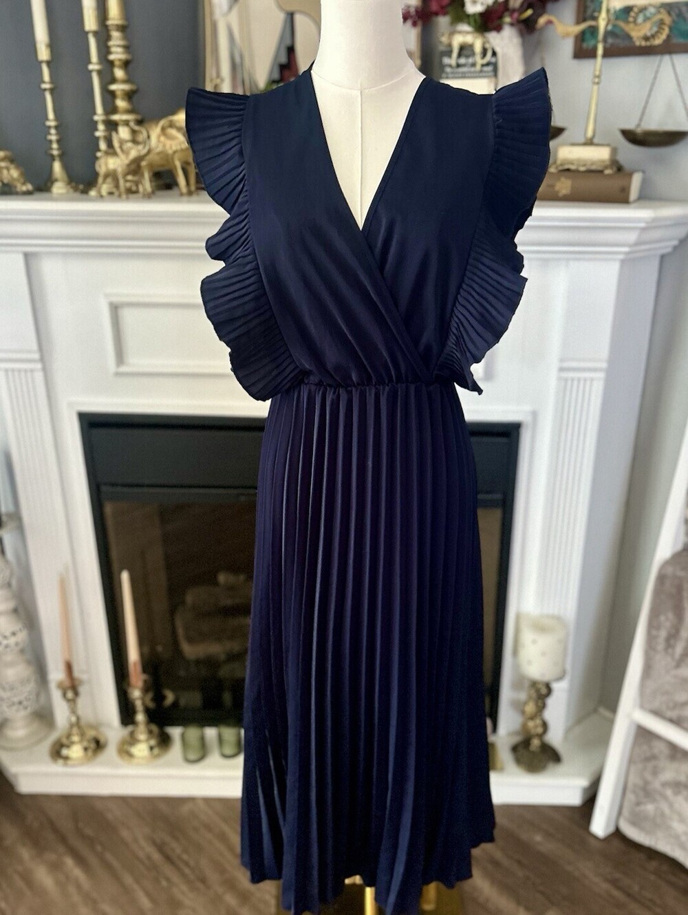 SHEIN Dark Blue Flutter Dress Women’s Size Medium